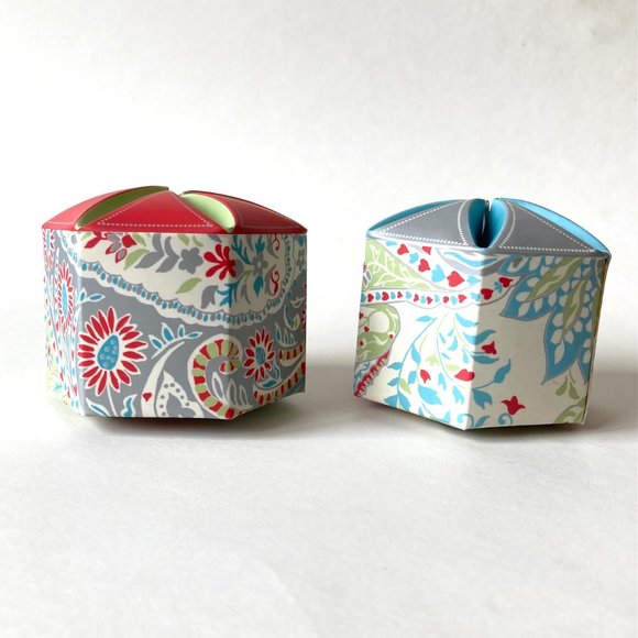 VTG Paisley Hexagonal Pinwheel Top Treat/Candy Boxes w/Name Tag (3 boxes x 4ct ) - Picture 8 of 15